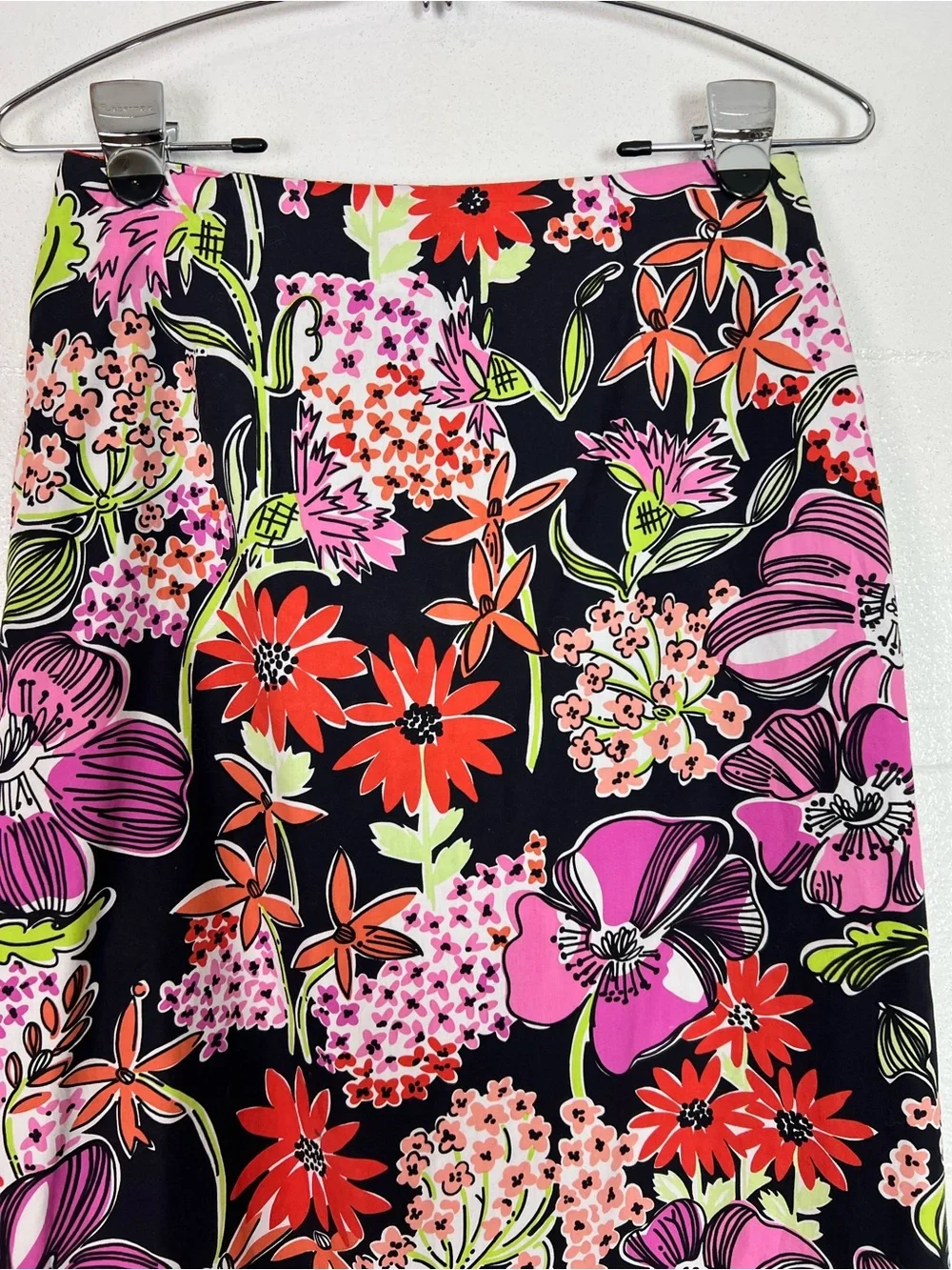 Lilly Pulitzer Black Flower Market skirt size 2 ALine with‎ ruffled hem
